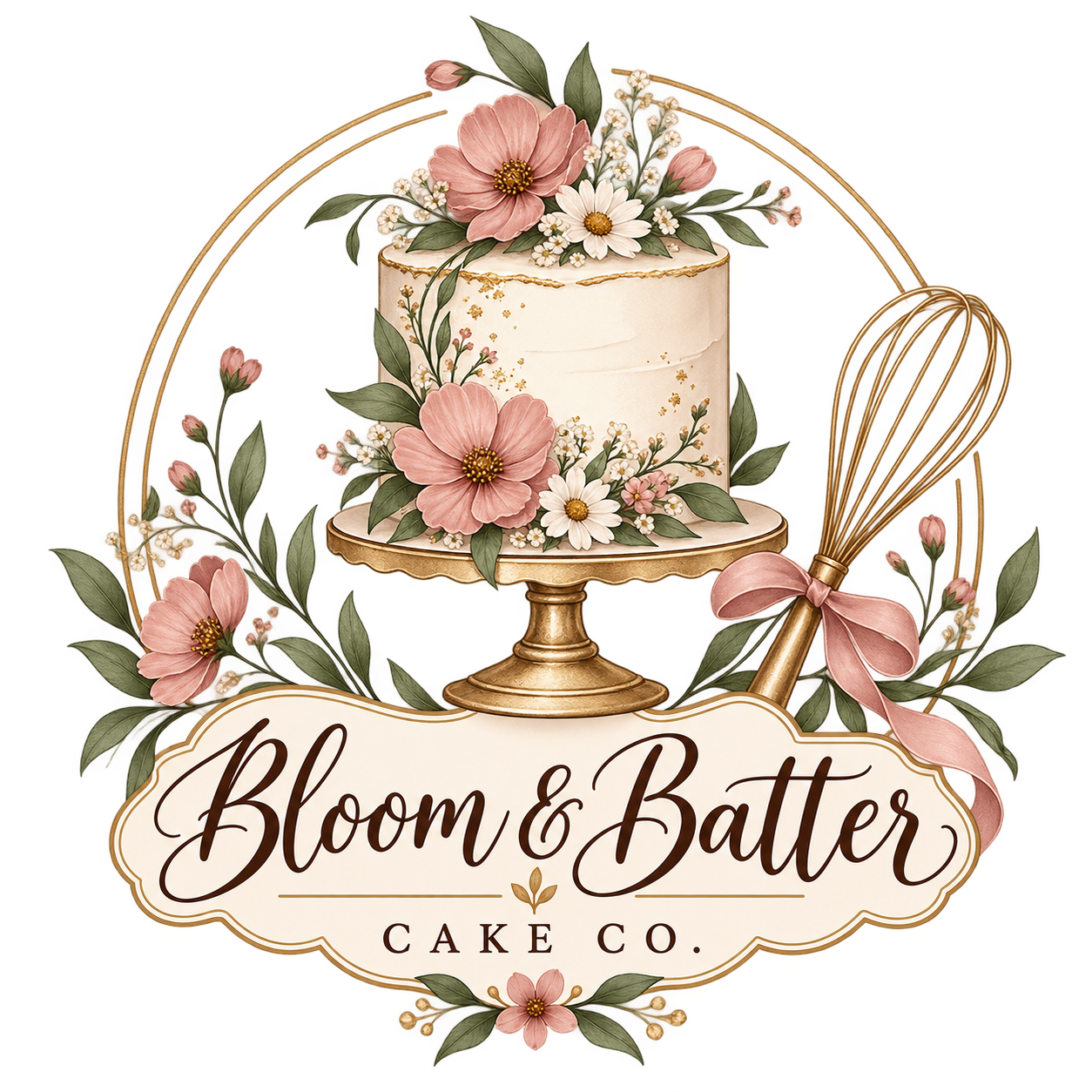 Bloom and Batter Cake Company floral logo