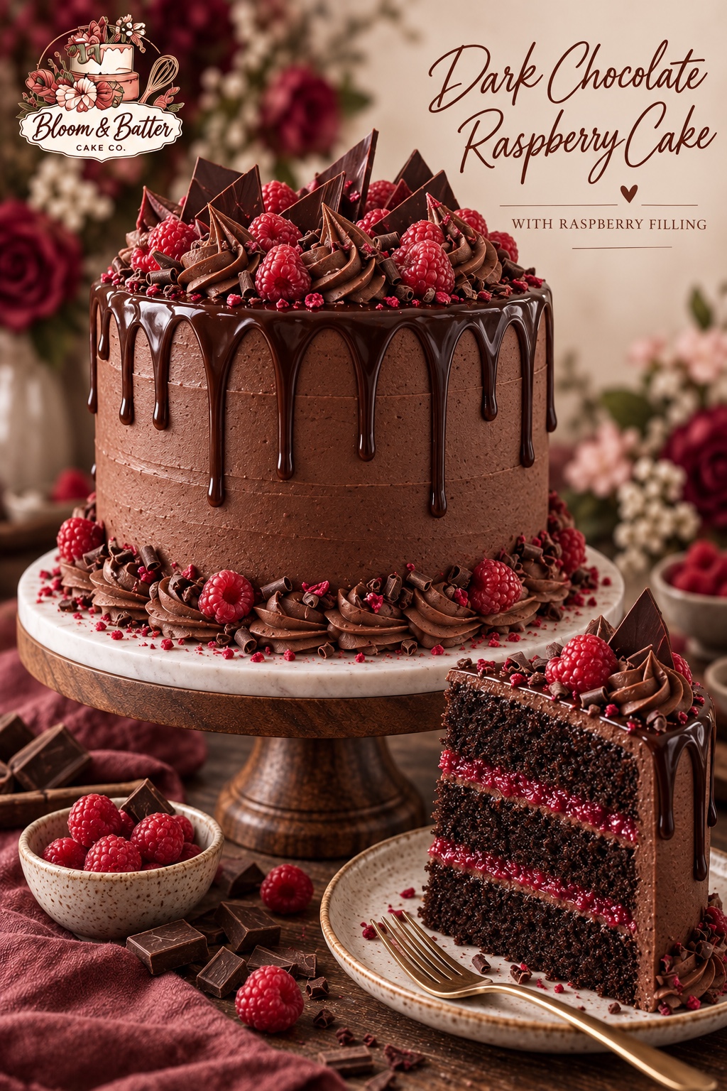 Dark Chocolate Raspberry premium cake concept