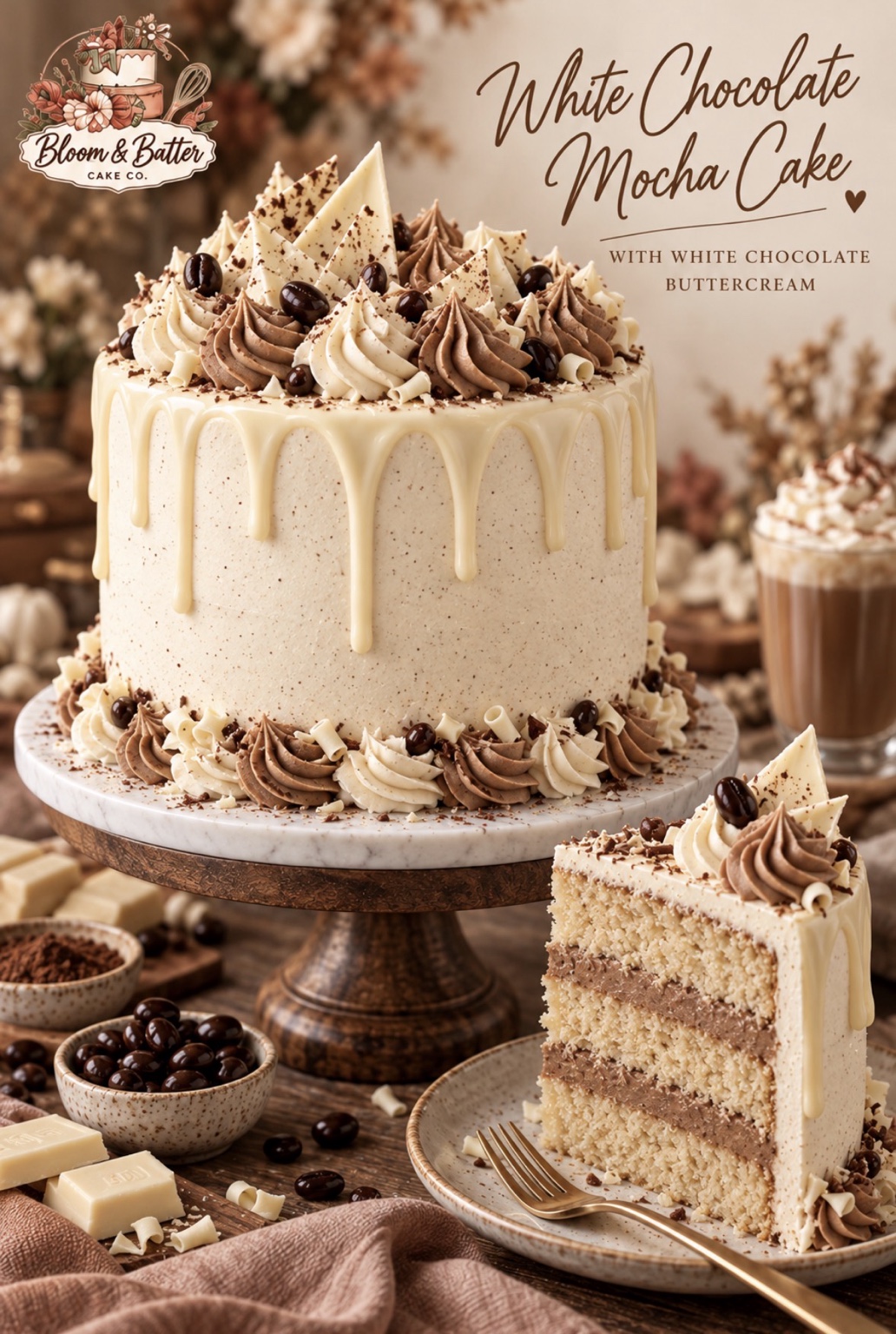 White Chocolate Mocha premium cake concept
